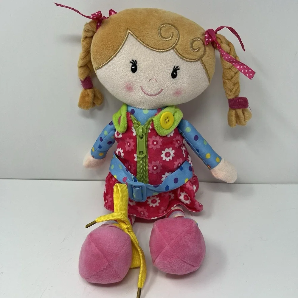 Snuggle Stuffs Sugar Snap Doll Plush Learn To Dress Toddler Sensory Activity Toy
